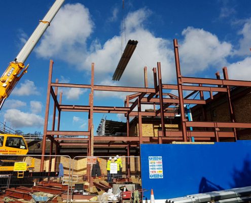 Steel building construction process